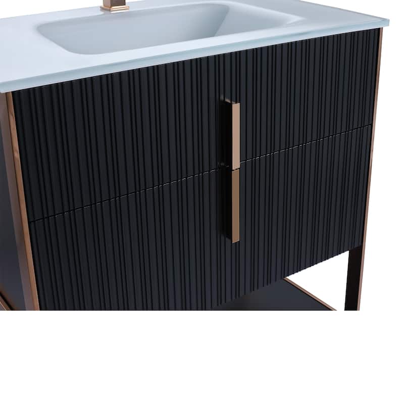 Fine Fixtures Serenity Modern Bathroom Vanity with White Glass Top