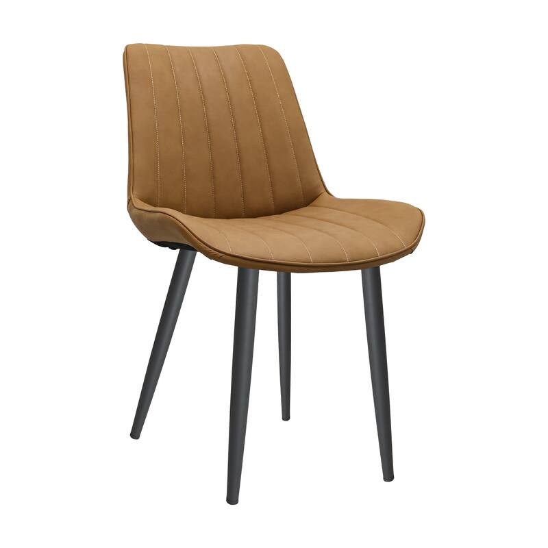 PU Leather Dining Chair with Metal Legs, Wave Pattern Upholstered Armless Chair Set of 6 for Kitchen, Living