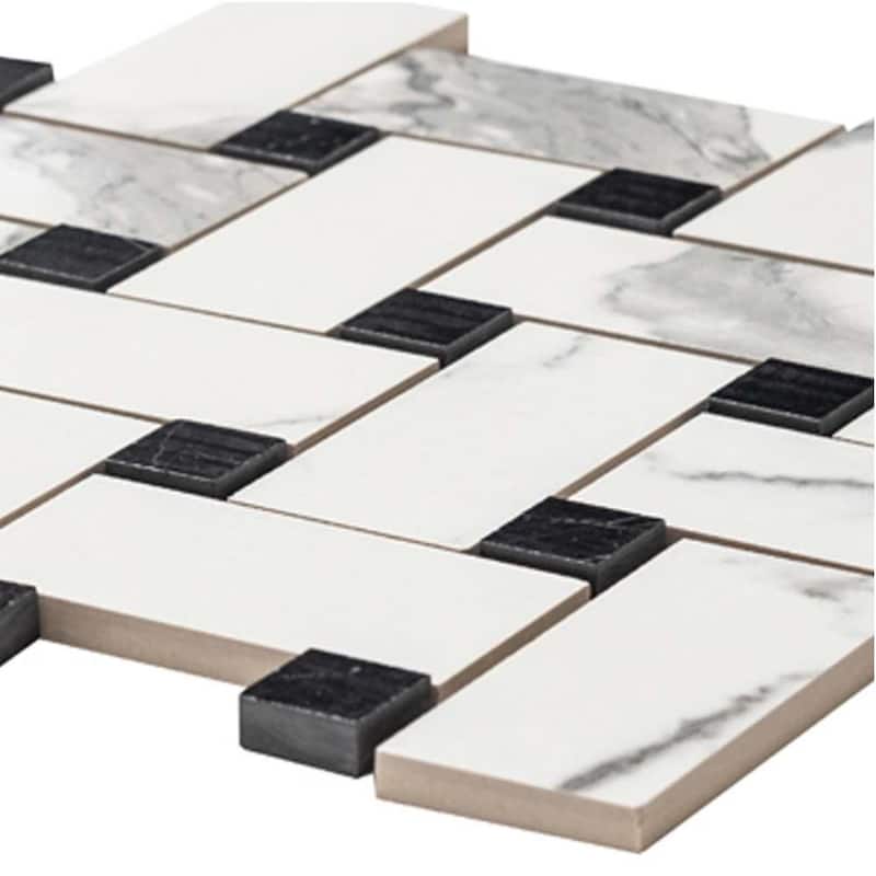 Stately Basketweave 13x13 Porcelain Mosaic Tile - Floor, Wall, Backsplash