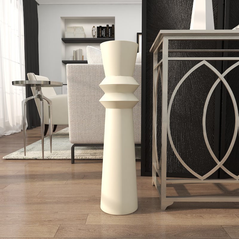 Metal Tall Art Deco Fluted Floor Decorative Vase - Black or Cream - Roche River Decor