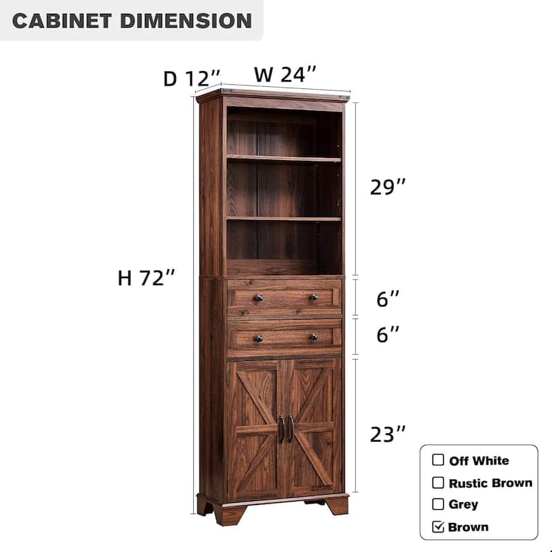 72" Tall Bathroom Storage Cabinet, Farmhouse Storage Cabinet