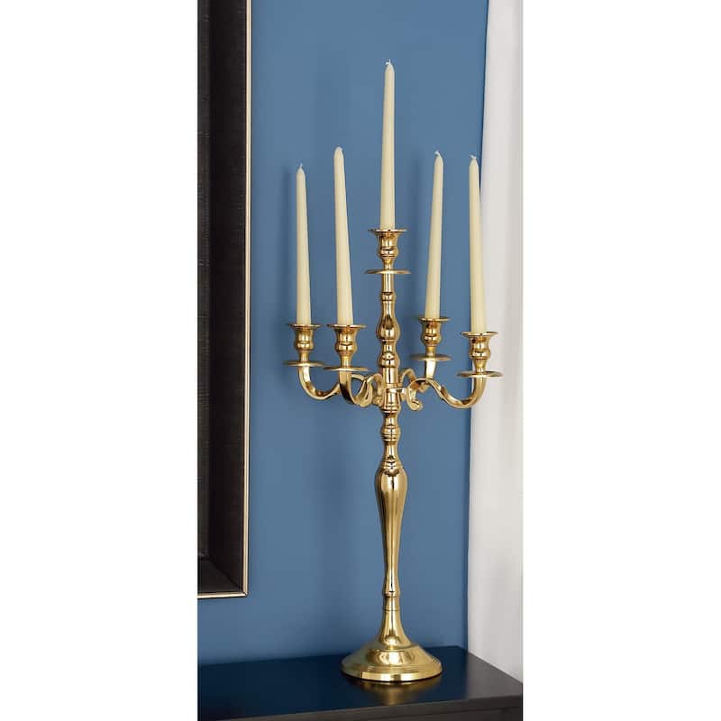 Aluminum Metal Candelabra - Gold - Roche River Decor - 14"W x 14"L x 25"H