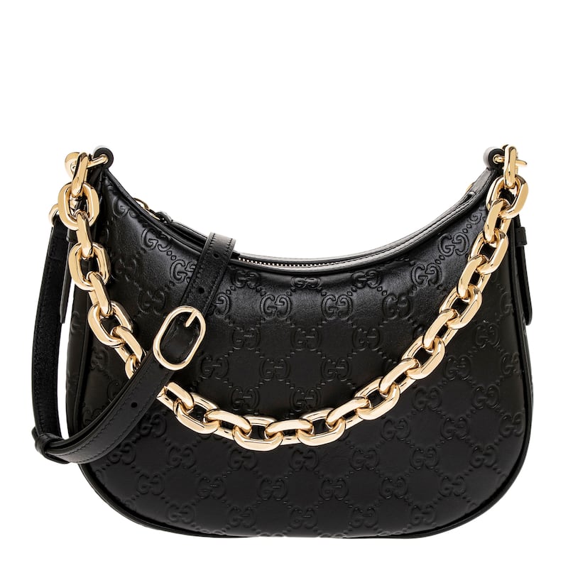 Gucci GG Emblem Medium Shoulder Bag - Black