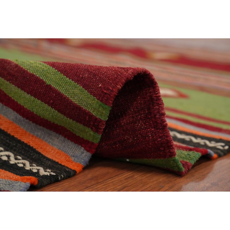 Hand Woven Oriental 100% Wool Carpet Southwestern Tribal Multi-Colored Kilim Area Rug - 7' 5'' X 5' 3''