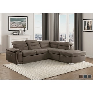 Voclain Microfiber Sectional Sofa with Pull-Out Bed and Storage Ottoman ...