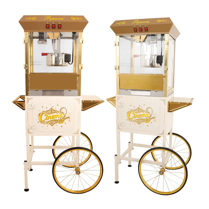 16Oz Commercial Popcorn Machine With Cart and 16 Oz Kettle, Movie Theater Popcorn Machine