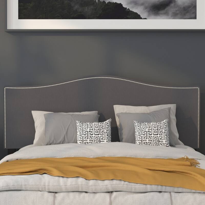 Arched Upholstered Headboard with Nailhead Trim