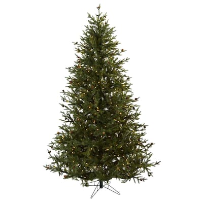 Classic Artificial Christmas Tree 7.5ft with Lights & Pine Cones - 7.5ft.