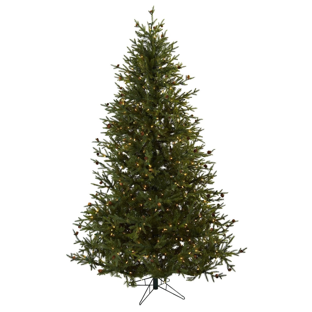 Classic Artificial Christmas Tree 7.5ft with Lights & Pine Cones - 7.5ft.