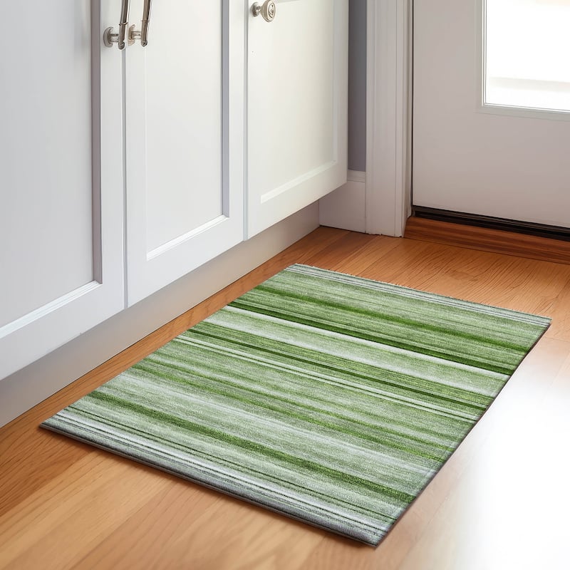 Premium Washable Super Soft Ombre Cabana Stripe Mayfield Rug - Aloe - 1' 8" x 2' 6" - Rectangle