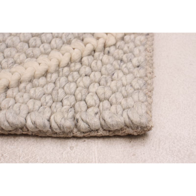 ECARPETGALLERY Braid weave Sienna Grey Wool Rug - 3' 2" x 5' 3"