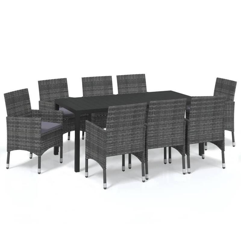 vidaXL Patio Dining Set with Cushions Poly Rattan