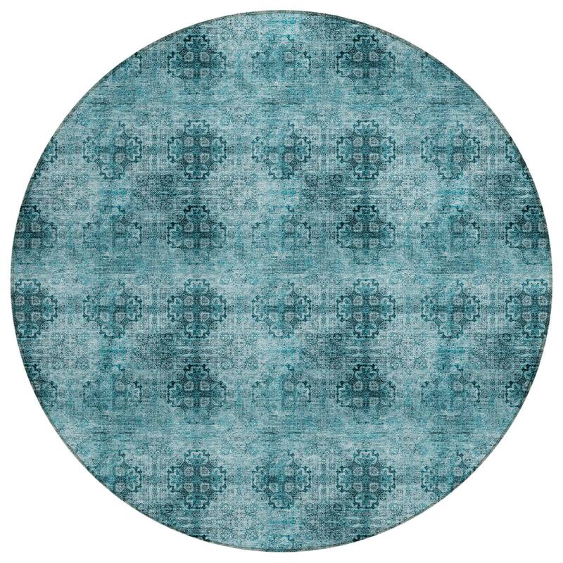 Machine Washable Indoor/ Outdoor Vintage Medallions Chantille Rug