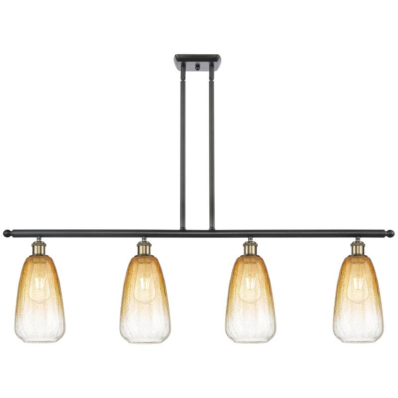 Innovations Lighting Endless Possibilities Ballston - Brookhaven Almond - 4 Light 48" Stem Hung Island Light - Black Antique Brass/Amber
