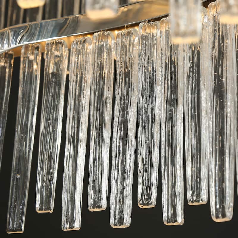Modern LED 1-Light Luxury Water Curtain Glass Chandelier for Dining Living Room - 31.5" Dia. x 45.5" H