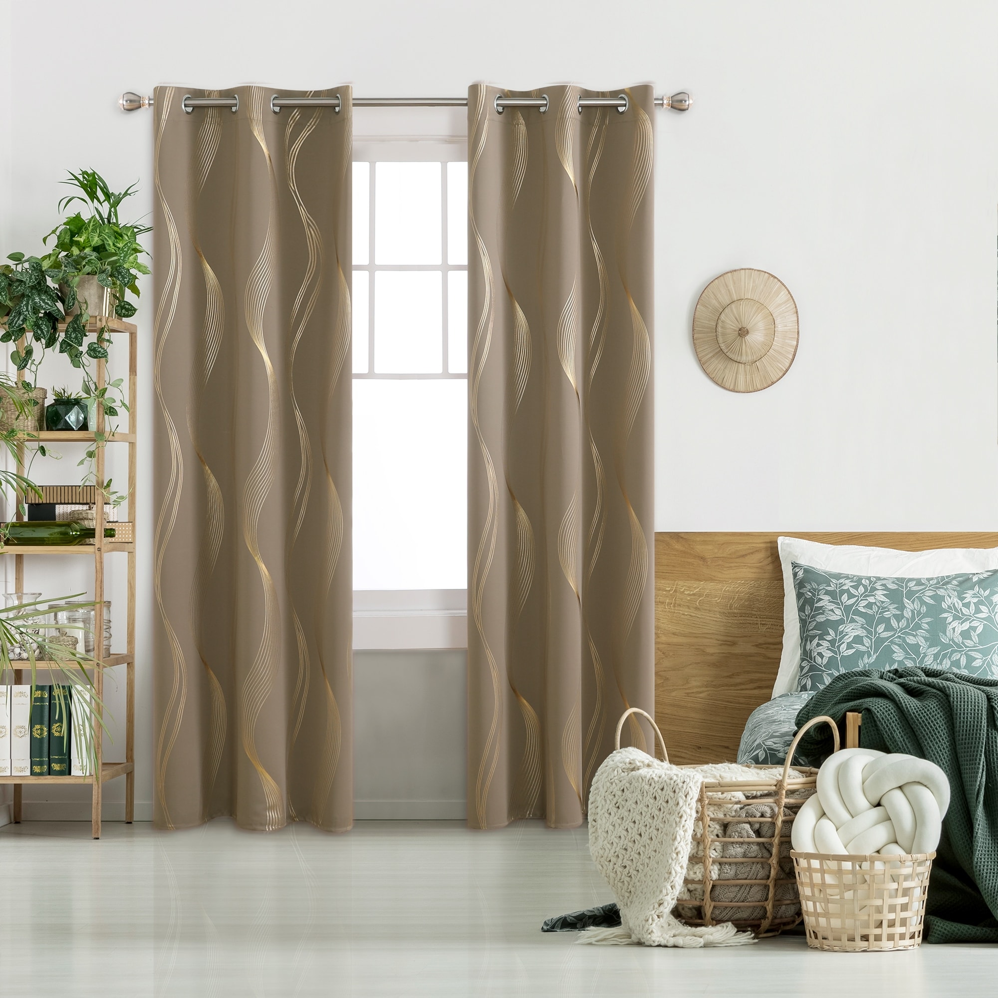 Deconovo Gold Wave 42 Width Curtain (2 Panel)