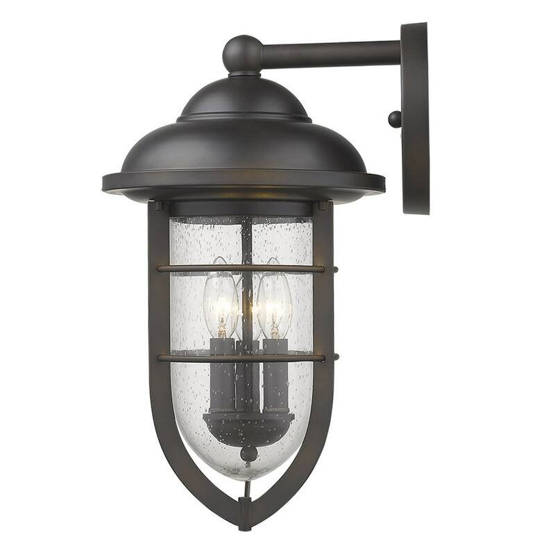 3-Light Hardwired Flush Mount Exterior Wall Sconce with Wet Rated and Bronze Glass Shade E12 Base - 17.5”H x 10”W x 11.5”D