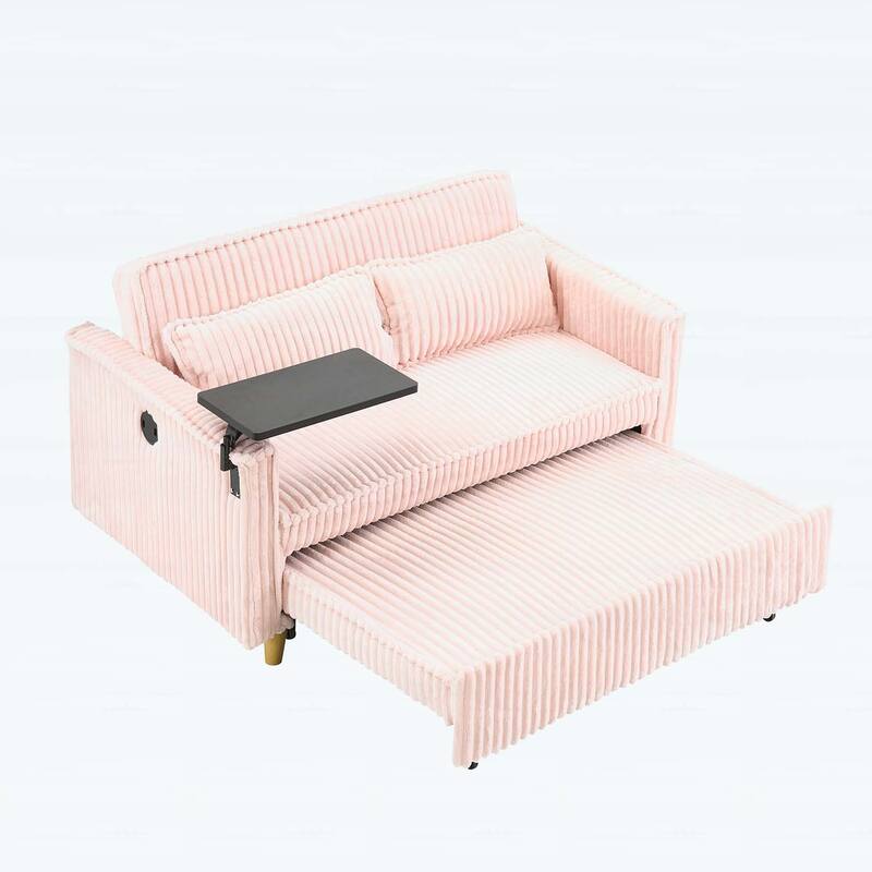 Pull-Out and Push-In Sofa with Movable Tabletop and USB Ports, Ideal for Living Rooms and Bedrooms