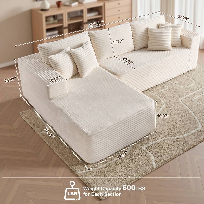 OVIOS All-Foam Plush L-Shaped Sofa​