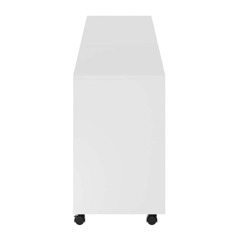 3-Piece Wooden Mobile Storage Cabinet with Wheels - 30.75" - White