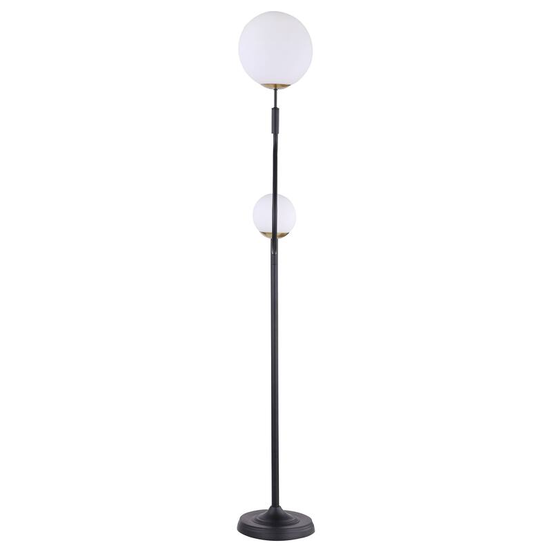 Dacki 69-Inch Dual Spherical Bulb Metal Floor Lamp Black