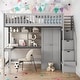 preview thumbnail 1 of 9, Full size Loft Bed with Bookshelf,Drawers,Desk,and Wardrobe Grey