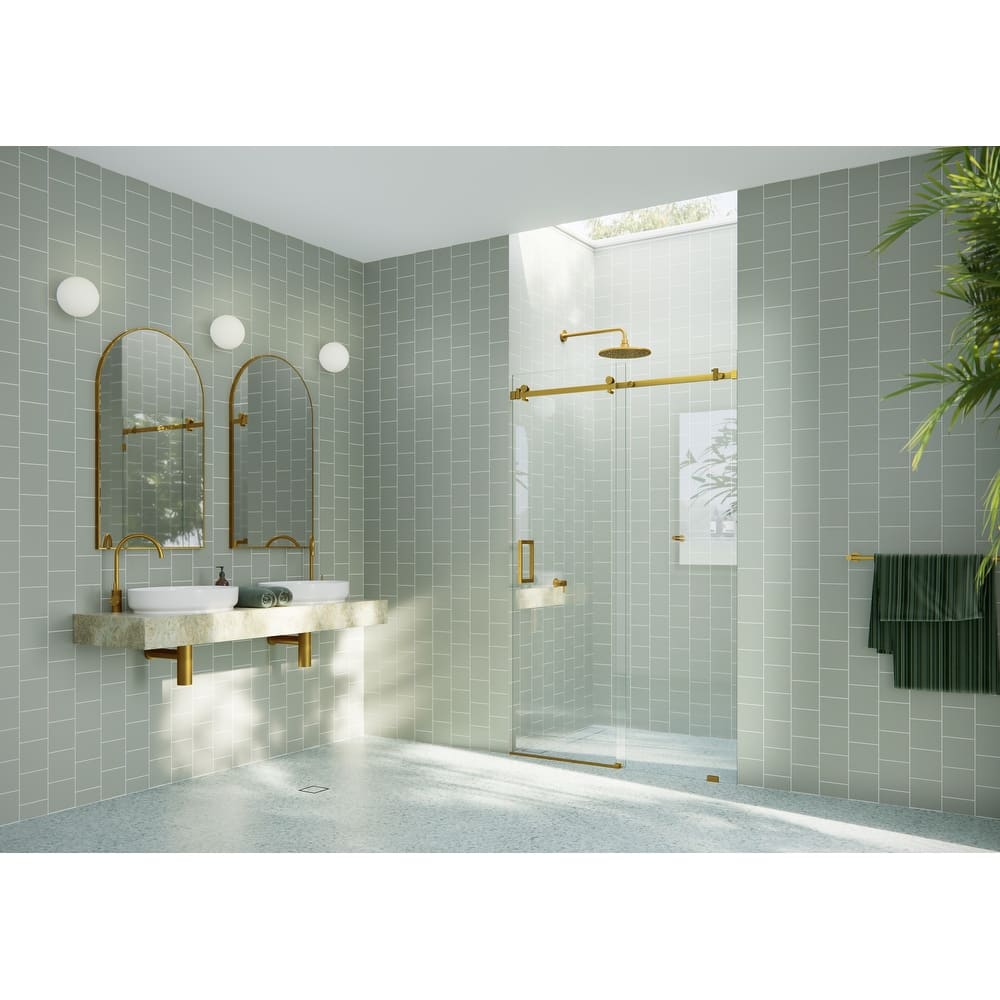 Glass Warehouse 52 in. x 78 in. Sliding Frameless Shower Door with Square Hardware