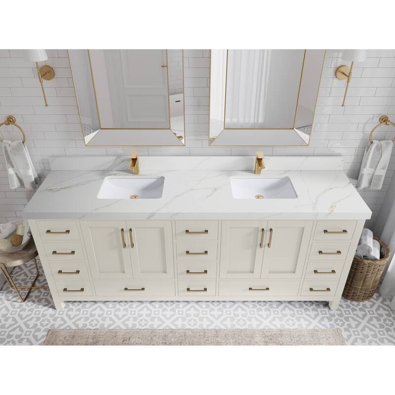 Willow Collection 84 in. W x 22 in. D Malibu Double Sink Bathroom Vanity with Countertop