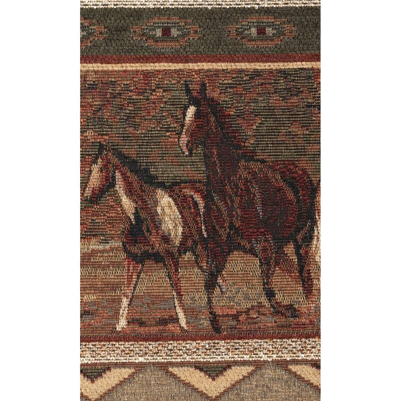 American Furniture Classics Model 8501-00-40 Wild Horses Arm Chair with Matching Ottoman