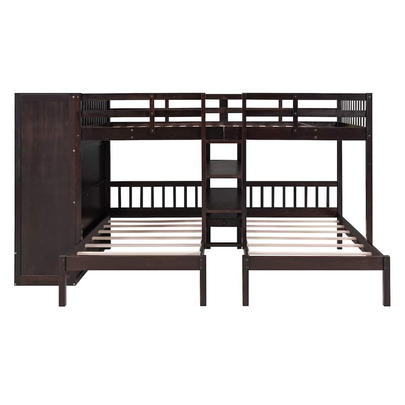 Bunk Bed with Shelves, Wardrobe and Mirror