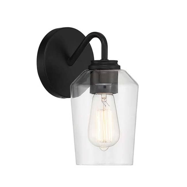 Craftmade 56101 Shayna 11" Tall Bathroom Sconce with Clear Glass Shade - Flat Black