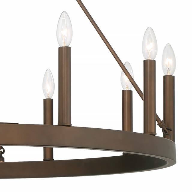 Acroma 12 Light 40 In Modern Farmhouse Wagon Wheel Chandelier-UL