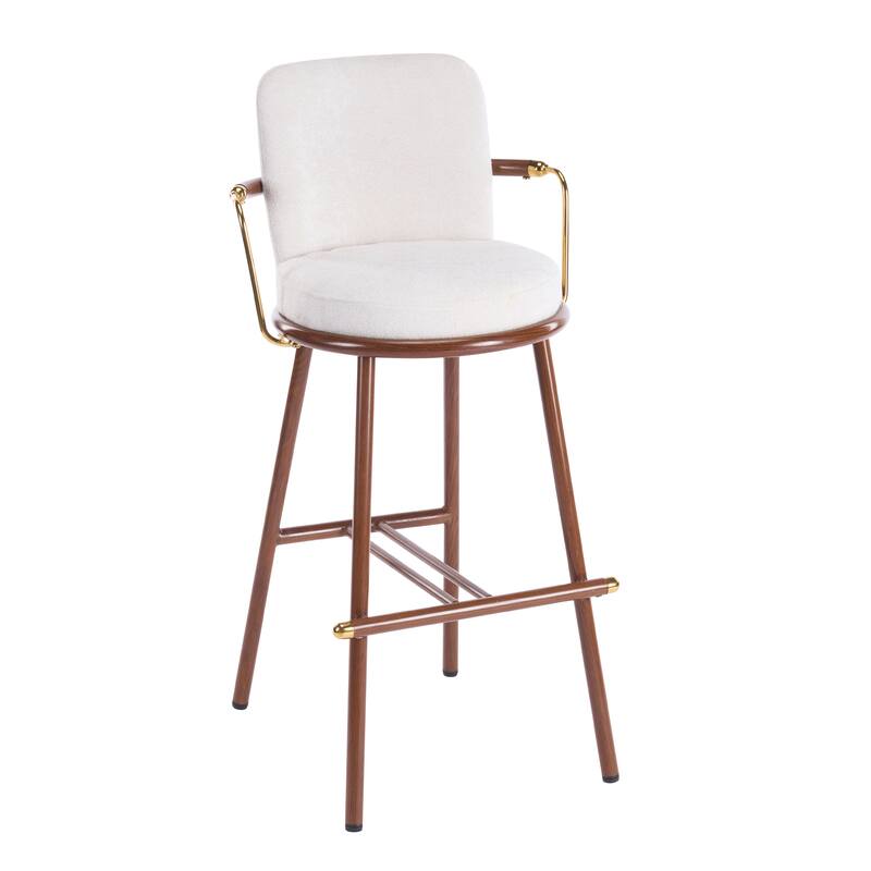 Christopher Knight Home - Chaya Modern Upholstered Bar Stools with Metal Frame and Walnut Finish, Set of 2
