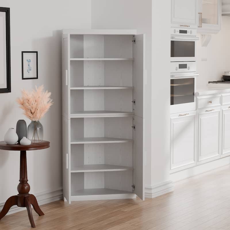 72" Corner Cabinet Free-Standing Corner Storage Organizer Sideboard