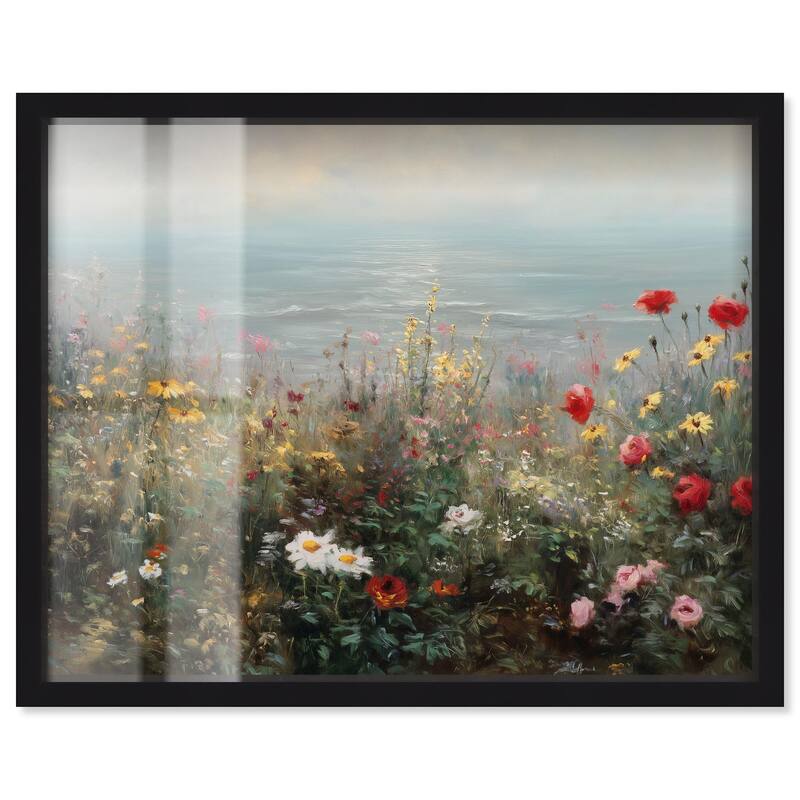 Misty Ocean Field I Shadowbox by Art Remedy - Black - 45" x 36"