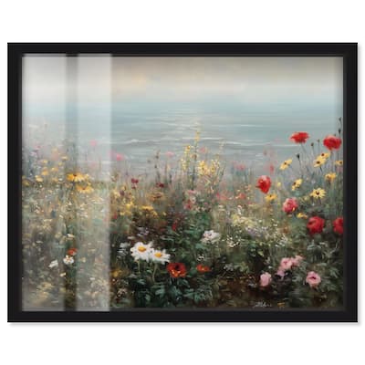 Misty Ocean Field I Shadowbox by Art Remedy