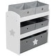 preview thumbnail 1 of 4, Roba Play Shelf - Grey Stars - Children's Multi-Bin Toy Organizer, Shelf Storage Cabinet With 5 Fabric Boxes, Boys & Girls
