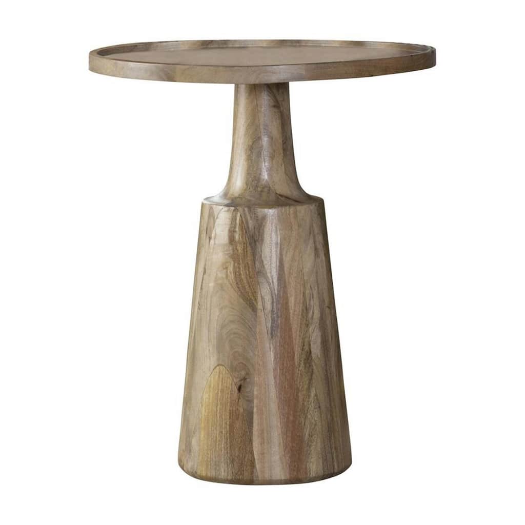 20 in. Brown Round Wood End Table, Sturdy Build End Side Table for Living Rooms