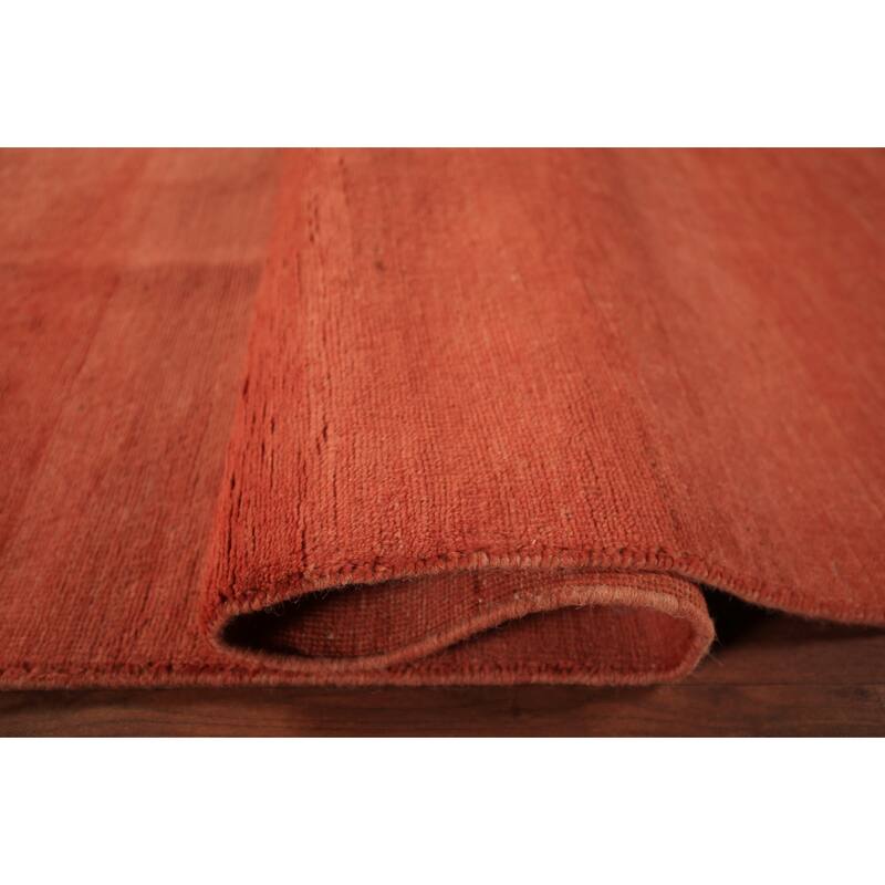 Gabbeh Modern Area Rug Hand-Knotted Orange Wool Carpet - 5'5" x 8'0"