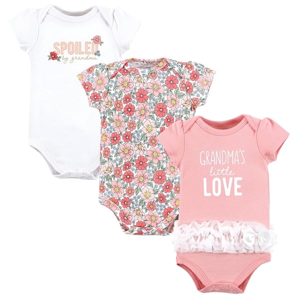 slide 1 of 1, Hudson Baby Infant Girl Cotton Bodysuits, Grandmas Love Tutu 0-3 Months - Grandmas Love Tutu