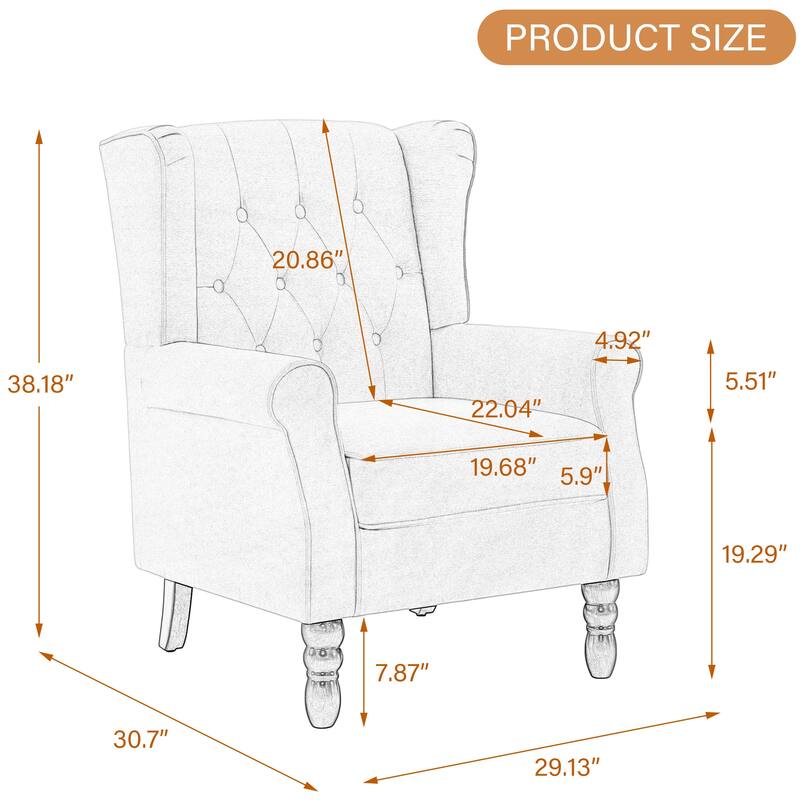 Tufted Wingback Upholstered Accent Chair for Living room