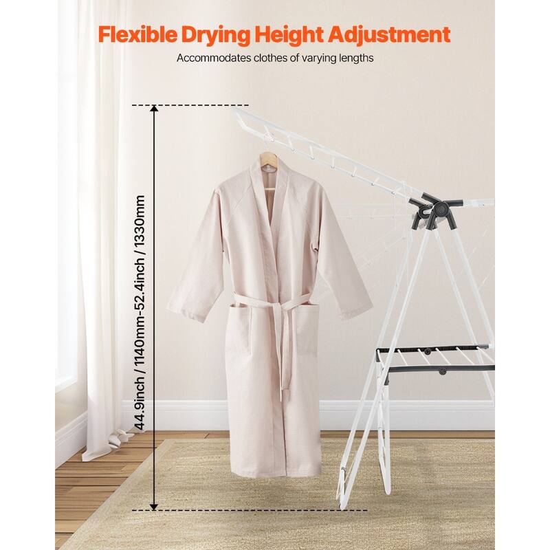 Foldable 2 Tier Clothes Drying Rack with Double Wings and 31 Rods for Indoor and Outdoor