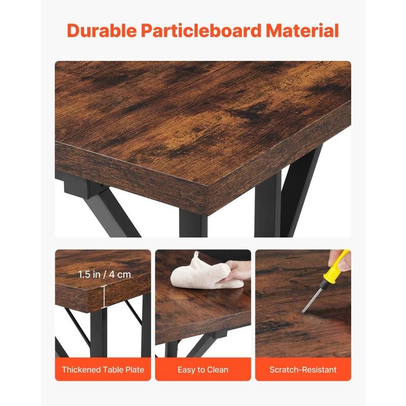 Modern Computer Desk with Sturdy Particleboard Top and Steel Frame for Home Office Workstation