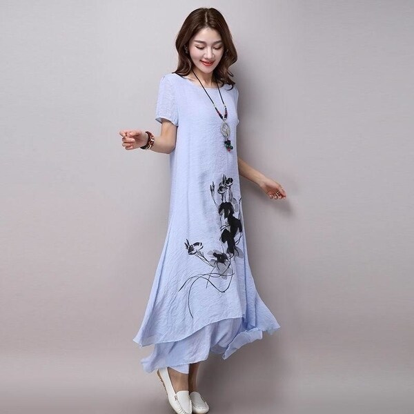 cotton linen plus size dresses