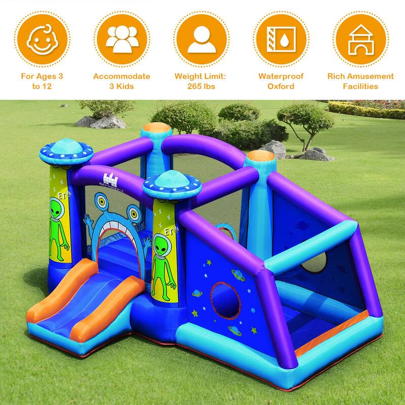 Gymax Inflatable Bouncer Alien Bounce HouseKids Jump Slide Ball Pit w/ - 11 ft x 8.5 ft x 6 ft (L x W x H)