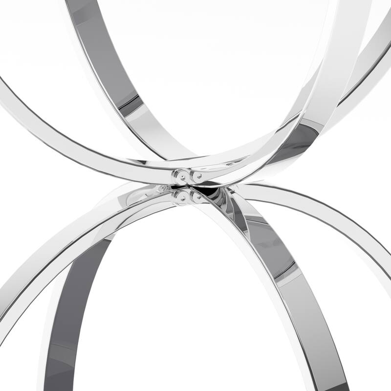 Modern 2 Tiers Glass Coffee Table with Ring-Shaped Metal Frames