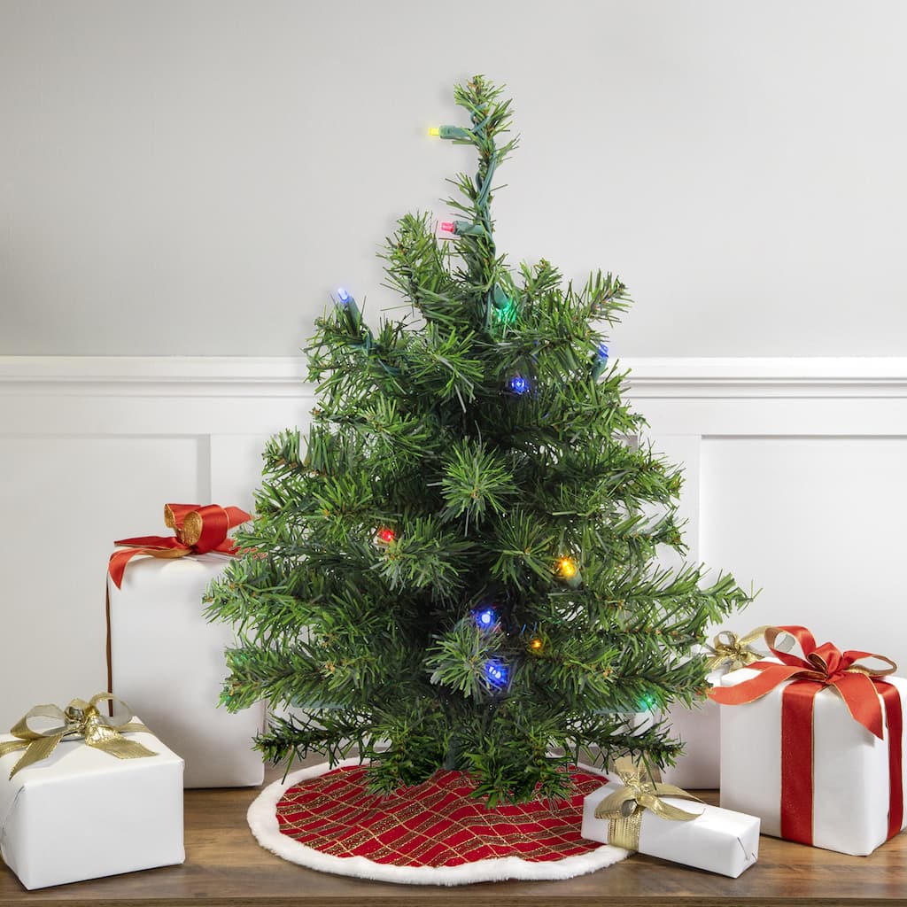 1.5' Pre-Lit Canadian Pine Artificial Christmas Tree Multicolor Lights - 1.5 Foot