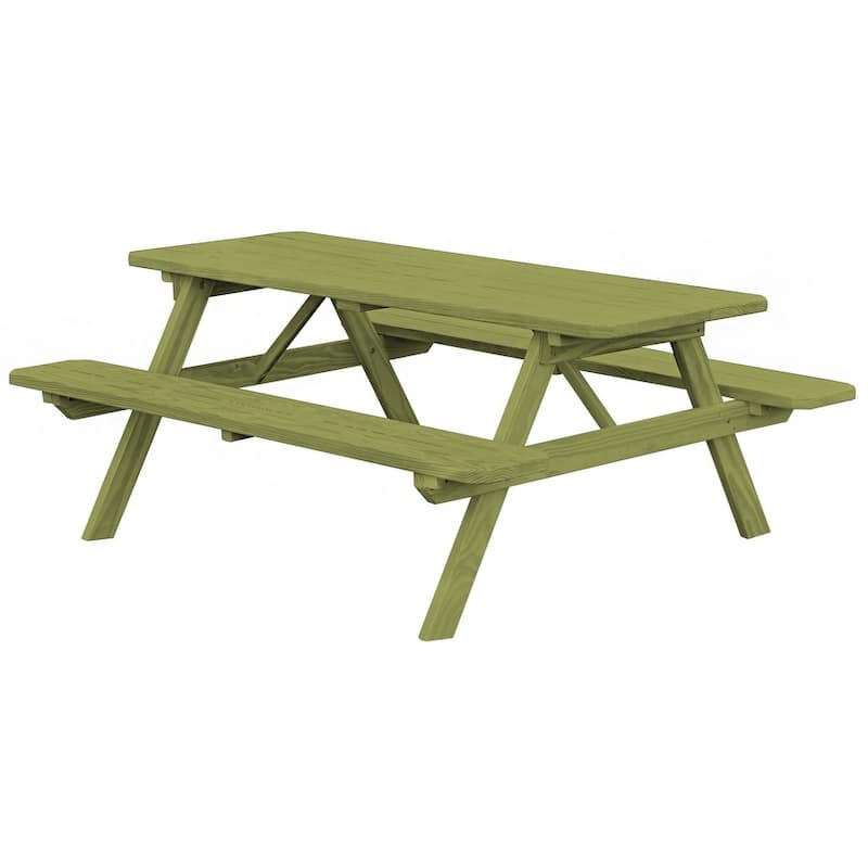 Pine 8' Picnic Table with Attached Benches - Linden Leaf Stain