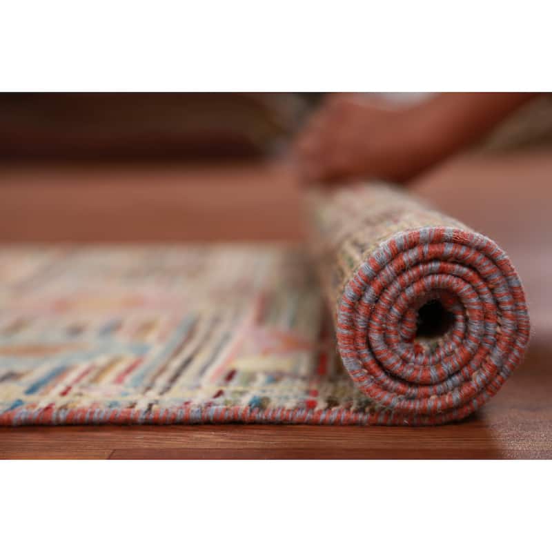 Hand Knotted Oriental 100% Wool Carpet Transitional Floral Multi-Colored Oushak Runner Rug - 9' 9'' X 2' 7''