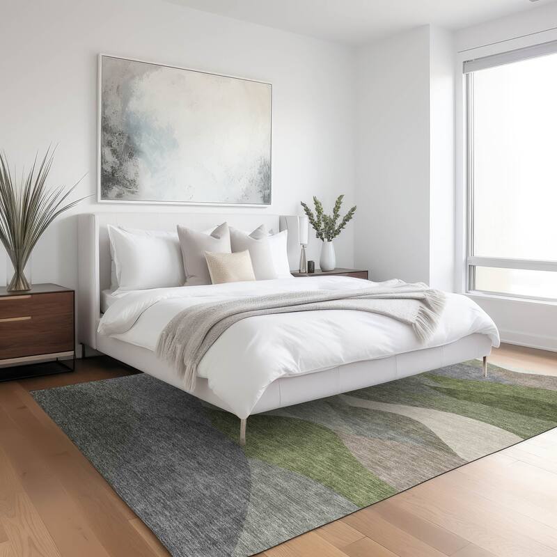 Machine Washable Indoor/ Outdoor Modern Horizon Chantille Rug